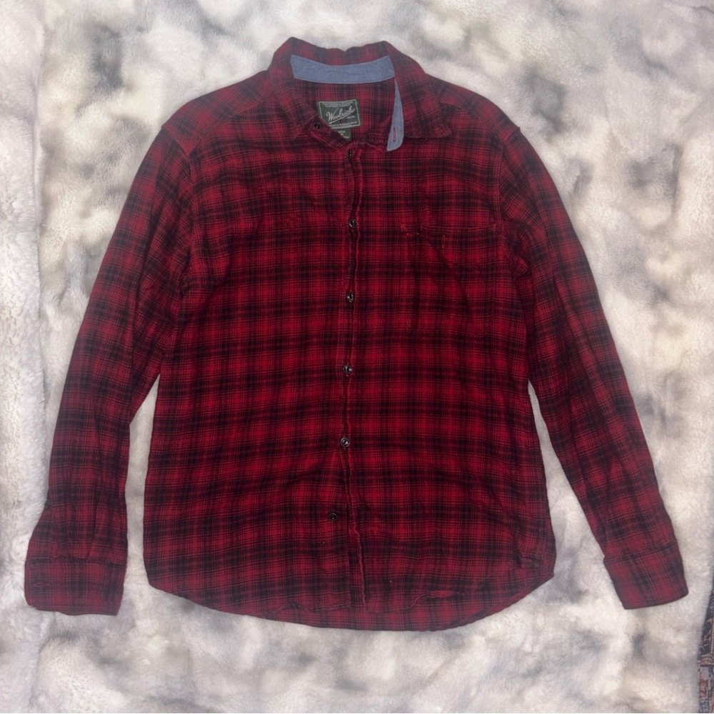 Woolrich Men's Red and Black Checkered Shirt